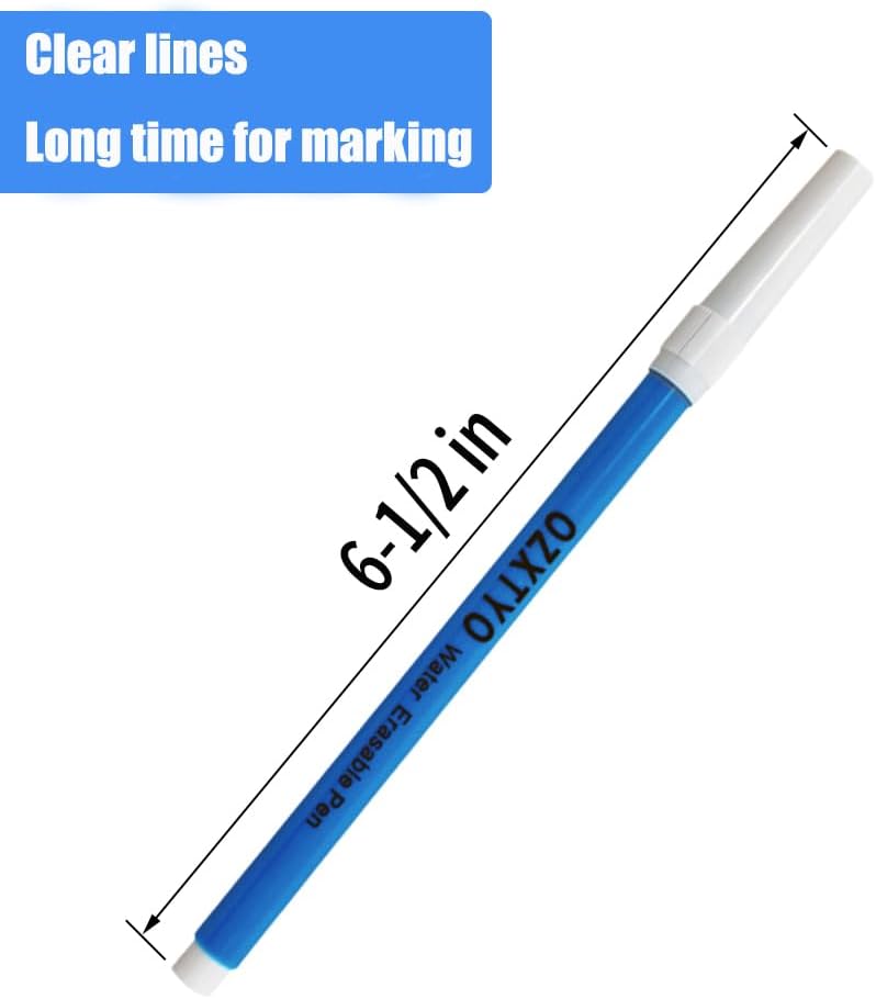 OZXTYO Washable Fabric Markers for Sewing,5 Pack,Blue,Erasable Sewing Markers for Fabric,Water Soluble Embroidery Pen,Fabric Marking Pen,Fabric Marking Pens for Quilting,Sewing Supplies and Accessories - Image 1